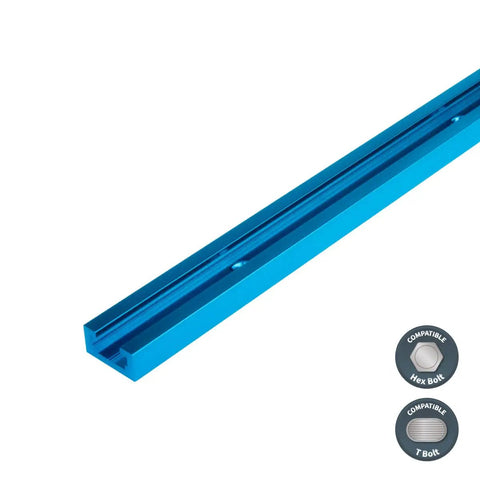 Pro Grade 48 Inch Double Cut Universal T Track With Predrilled Mounting Holes For Woodworking Jigs and Fixtures, side view