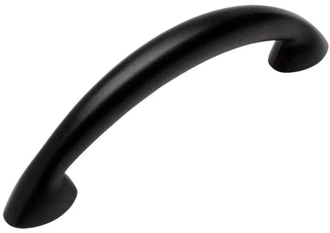 10 Pack Flat Black Modern Cabinet Hardware Arch Handle Pull With 64mm Hole Centers, 2-1/2 Inch Center, Side View