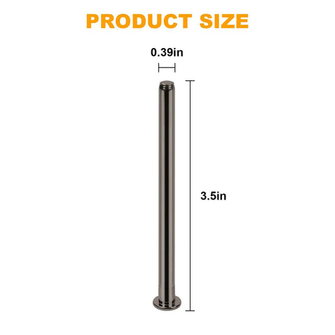 Six 3.5 Inch Indoor Door Hinge Pins Replacement Set For Interior Doors Heavy Duty Steel Black Finish Compatible With Oil Rubbed Bronze Hinges Great For Quick Repairs In Homes And Offices Works Like A Champ Easy To Install Long Lasting, one pin shown with dimensions 3.5 inches by 0.39 inches