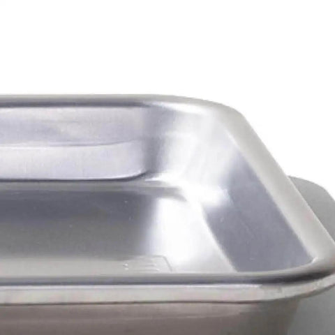 Side view of a Quarter Sheet Pan for Home and Pro Kitchens, Commercial Grade Aluminum Bakeware, showing 1 inch deep edge