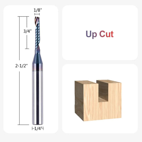 Precision One Eighth Inch Carbide O Flute Spiral Router Bit With Durable Coating For Acrylic And Non Ferrous Metal CNC Milling Cutter Two And A Half Inch Overall Length Three Quarter Inch Cutting Length One Quarter Inch Shank SpeTool next to CNC cut example