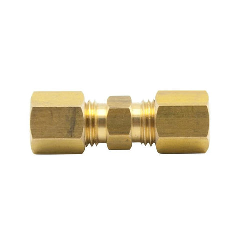 Brass compression tube fitting union, 3/8 in OD x 3/8 in OD, pack of 2