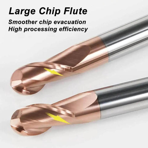 Ball Nose Carbide End Mills Set For CNC Router Bits, 5pcs 1 To 4mm With 2 Flute Spiral Design, HRC55 AlTiN Coated For Tough Wear