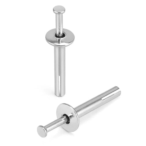 500-Pack Heavy-Duty Hammer-Drive Nails 1/4 Inch By 1-1/2 Inch For Concrete And Brick Walls, shown from front and side angles.