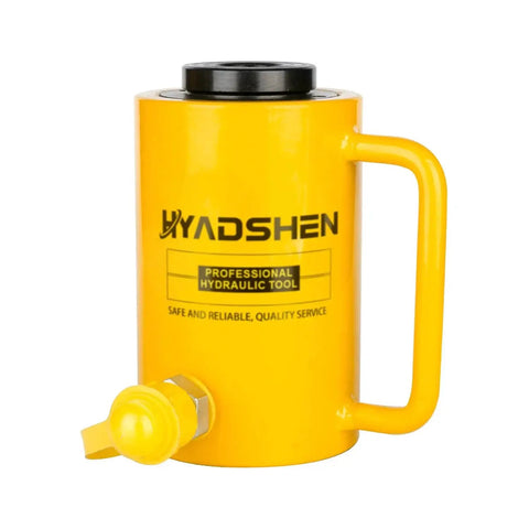 HYADSHEN 30T yellow hydraulic hollow cylinder jack with side handle and top cap