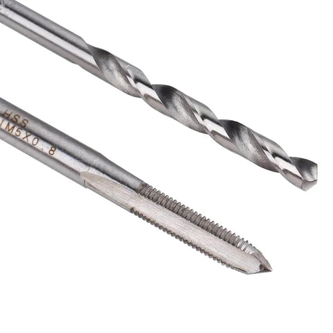 Drill bit and tap tool from 30 Piece M5 Thread Repair Kit With Helicoil Inserts And Insertion Tools For Damaged Threads DIY Auto And Home Projects M5 X 0.8mm Stainless Steel Set For Durable Heavy Use.