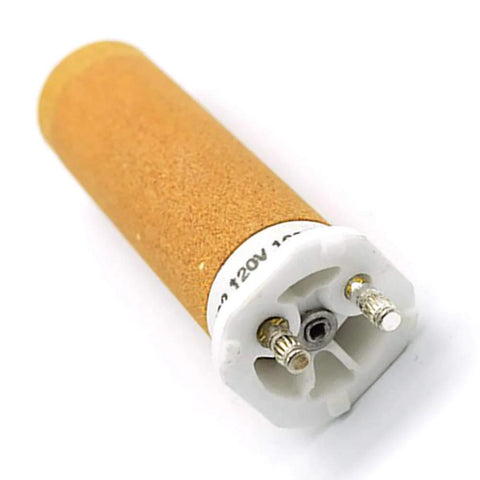 Ceramic heating element for hot air welder, 26mm diameter, orange ceramic tube with white end cap and twin terminals.