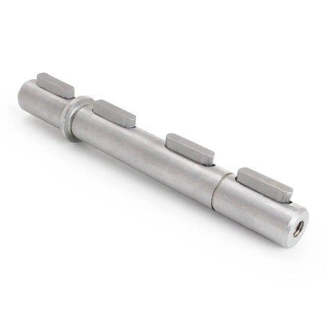 Double Output Shaft Adapter For NMRV030 Worm Gearbox And NEMA23 Stepper Motor, 14mm Shaft Diameter, visible steel shaft with pins