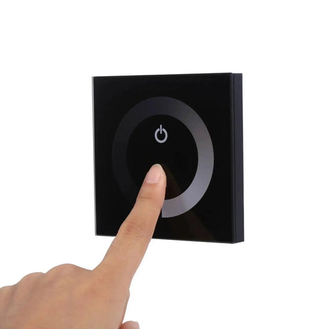 Wall Mounted Touch Panel Dimmer for 12V-24V Single Color LED Light Strips Easy Brightness Control With Smooth Glass Touch Panel