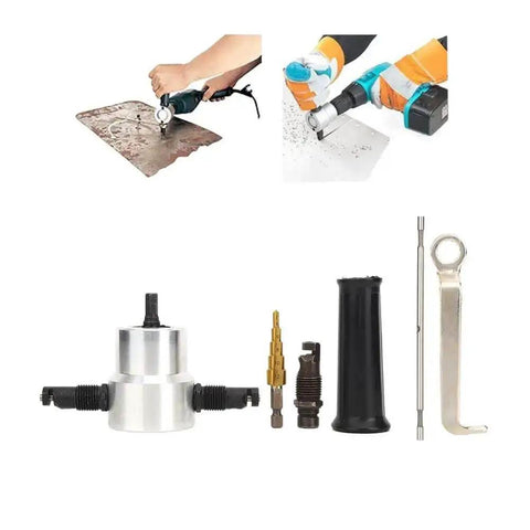 6 Piece Nibbler Cutterm Carbon Steel Metal Sheet Cutter Set with Double Head Cutter Tool for straight and curve cuts.