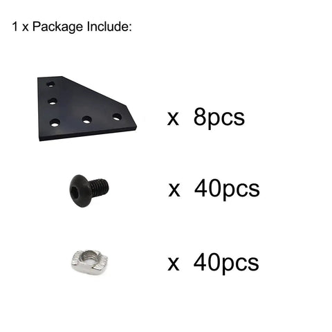 Eight Pack 10 Series Aluminum Extrusion Corner Brackets 90 Degree Right Angle L Connectors With T Slot Nuts And Bolts included