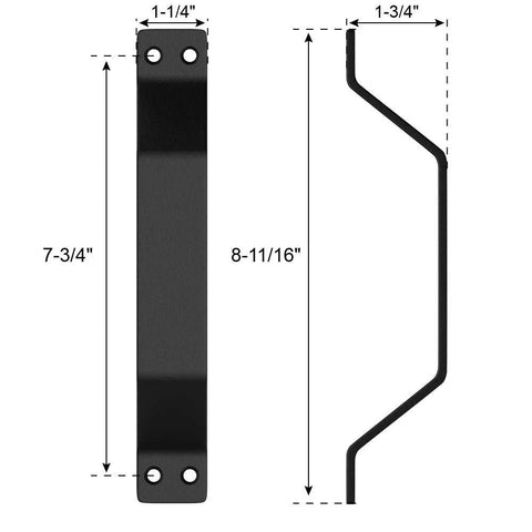 Rustic Barn Door Handles Set Of 2 Black Painted Solid Steel Gate Pulls Comfortable And Handy Heavy Duty Hardware For Cabinets Fences And Drawers Eight And Eleven Sixteenths Inches Fits Perfectly With Easy Install dimensions