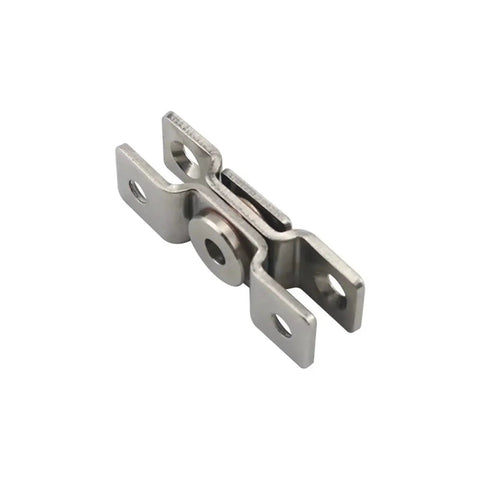 Stainless steel damping torque hinge with mounting lugs, silver finish, Amazon brand