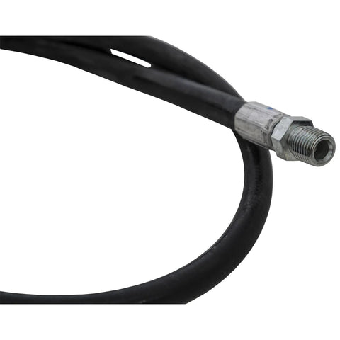 High-pressure hose, 1/4 in x 38 in, black rubber with silver threaded fitting