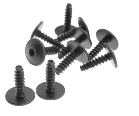Black Torx screws from 10Pcs Wheel Arch Inner Liner Splash Guard Torx Screws Kit for Audi VW Seat Skoda Cars, steel finish, close-up view.