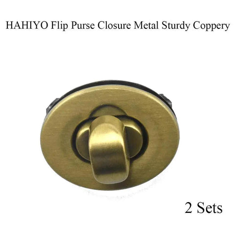 Turn Lock Purses Closure 1.1 Inch Antique Brass Clip For Wallets Briefcases Clutches And Handbags Easy Install With Online Instructions Sturdy Metal Twist Clasp Two Sets With Washers By HAHIYO shown in package view
