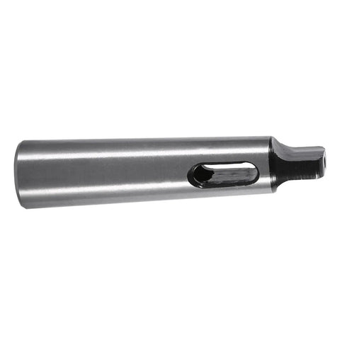 Acouto MT1 to MT2 Morse taper drill sleeve adapter, metal cylindrical body with side slot, side view