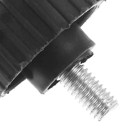 Close-up of metal threaded end of heavy duty replacement scale feet for electronic platform scales with shock absorber design.