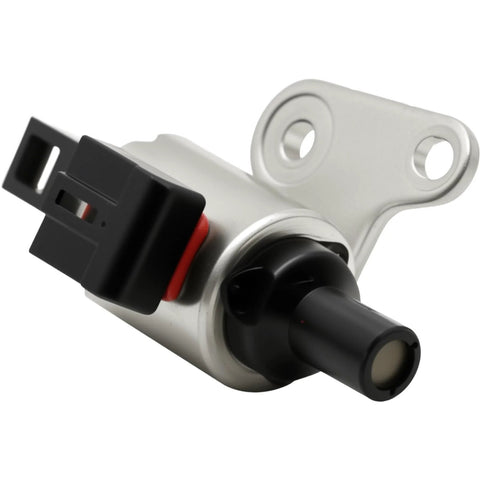 Automotive CVT transmission stepper motor replacement by laffoonparts, metal mounting flange and black electrical connector.