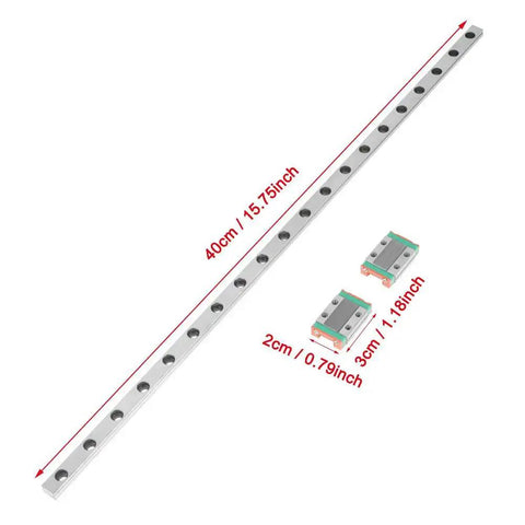 Miniature Linear Rail Bearing Guide Rail 400mm LML9B 9mm Wide With Two Slide Blocks for CNC Parts and 3D Printer Projects