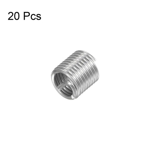 Pack Of 20 M5 X 0.8 Helical Wire Thread Inserts In 304 Stainless Steel, 2D (10mm) Effective Length, Coiled Threaded Sleeve