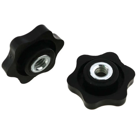 Six Pack 1/4 Inch Nylon Hex Head Thru Knobs For Clamping Jigs And Fixtures, Durable Black Nylon With Stainless Steel, Fits 1/4 Inch 20 Female Threads