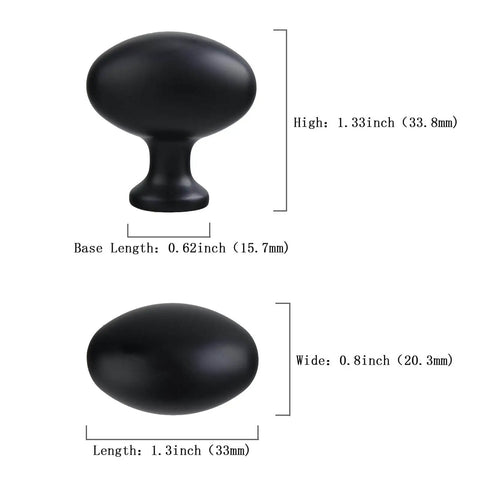 Oval Matte Black Cabinet Knobs 10 Pack For Kitchen And Furniture By EAXINTA Modern Single Hole Hardware dimensions