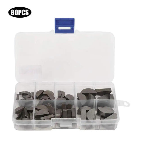 80 Pcs Woodruff Key Kit Stainless Steel Semicircular Keys Set With Storage Box, assorted sizes visible