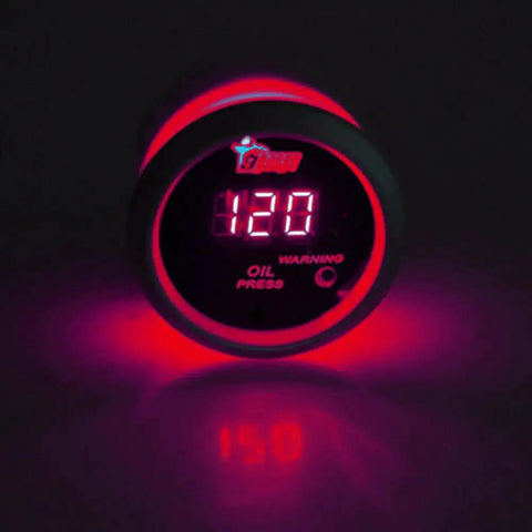 Digital Oil Pressure Gauge For Cars 2 Inch 52mm 0-120 PSI Red LED Display With NPT 1 Eighth Inch Sensor Thread And 12V DC Power