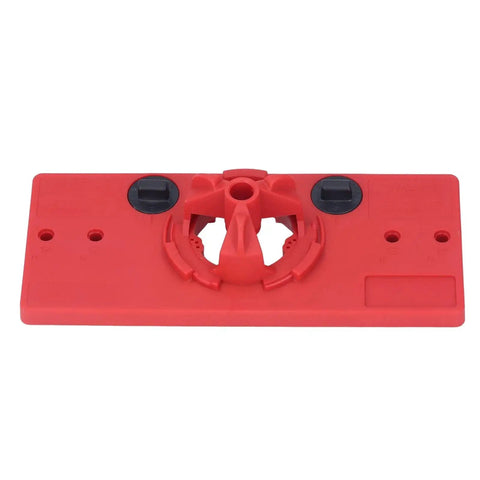 Woodworking Hinge Hole Saw Jig With 35mm Drill Guide Locator for precise positioning and drill alignment, red tool