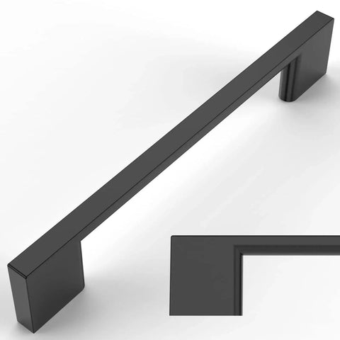 Close-up of 10 Pack Matte Black Cabinet Pulls 5 Inch 128mm Hole Centers Kitchen Cabinet Handles hardware ZH0060 with sleek design