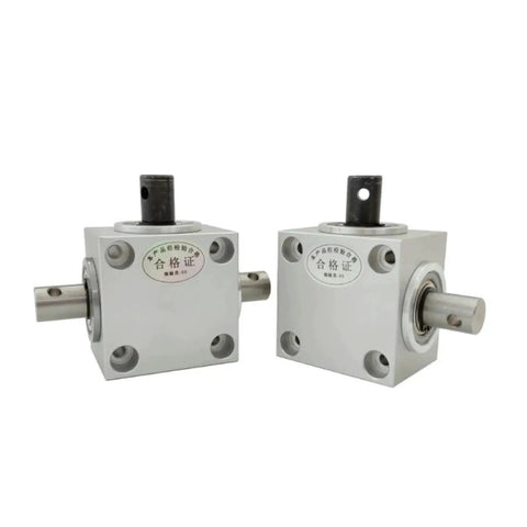 Horizontal Right Angle Gearbox Shaft One Point Five Module Ninety Degree Drive With One To One Gear Ratio Dual Fifteen Millimeter Shafts And Three Output Shafts For Simple DIY Mechanical Projects And Hobbyist Builds, compact aluminum alloy design