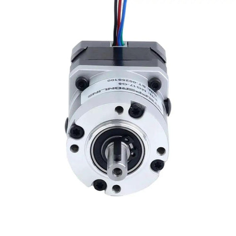 Front view of Nema 17 Stepper Motor With 34mm Length And 5 To 1 Planetary Gearbox MG Series from StepperOnline for CNC and robotics.
