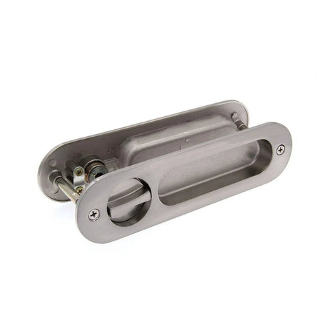 6.8 Inch Brushed Silver Privacy Pocket Door Lock Hardware With Invisible Recessed Handle Latch And Keys Sliding Door Mortise Lock For Left Or Right Doors Built To Last Zinc Alloy And Copper Core Anti Corrosion Dustproof