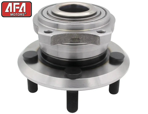 Front view of Front Wheel Bearing Hub Assembly Heavy Duty For AWD Vehicles Compatible With 2007 To 2021 Dodge Charger, 2005 To 2008 Dodge Magnum, 2017 To 2021 Dodge Challenger, 2005 To 2021 Chrysler 300, 5 Lug, Rust Resistant Quad Lip Seal