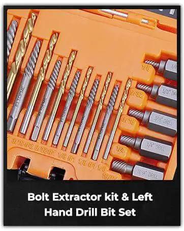 19 Piece Screw Extractor And Left Hand Drill Bit Set With HSS Steel Reverse Drill Bits For Removing Stripped Damaged Screws Bolts Nuts Easy Out Stuck Fasteners And Broken Studs in orange case