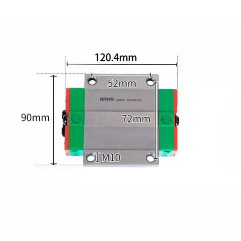 HGW30HC Linear Block Carriage Guide Rail Set For CNC Machines with dimensions 90mm x 120.4mm, top view
