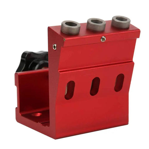 Red Pocket Hole Drill Guide Aluminum Alloy Woodworking Jig For Precise Hidden Joints And Fast Furniture Assembly Pro Grade Compact Tool