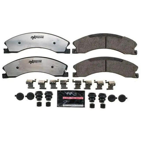 PowerStop front brake pad set for Silverado 2500HD/3500HD (2012–2019), carbon-ceramic Z36 pads with installation hardware