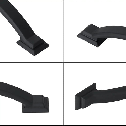 Close-up views of 10 Pack 3 Inch Matte Black Cabinet Pulls Zinc Alloy Drawer Handles for Kitchen Cabinets, durable design