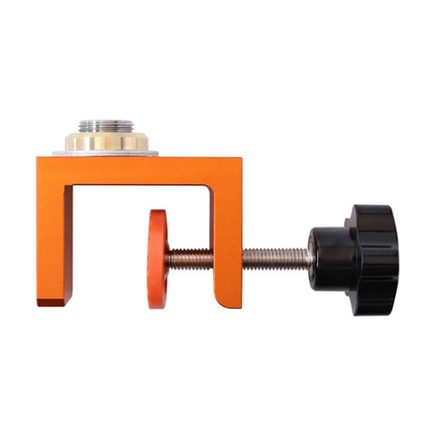 Side view of Pro Grade Pocket Hole Jig Kit With Integrated Scale For Precise Hole Placement, Aluminum Alloy Cabinet Assembly Tool For Woodworking And DIY Projects, 6mm Hole Punch Locator, Durable, Wear Resistant And Easy To Use, highlighting the orange aluminum alloy construction and integrated scale.