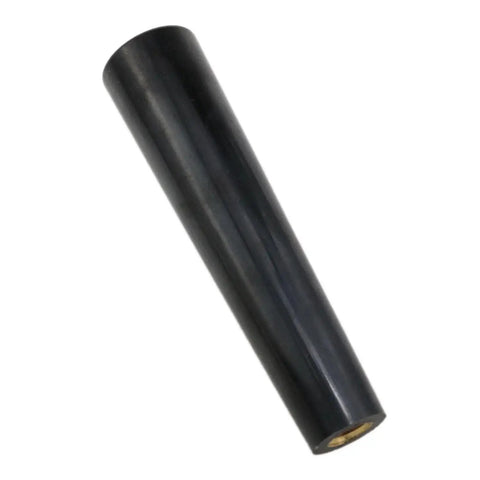 Black Revolving Wooden Stove Handle with 3/8 Inch Threaded Knob for Fireplace Door, featuring Bakelite Core and Electroplated Metal.