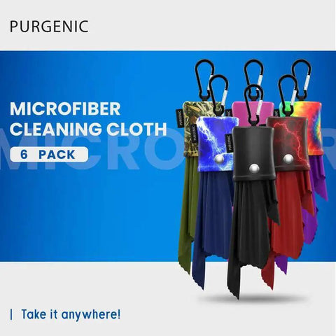 Six Pack Microfiber Glasses Cloths With Pouches For Lenses And Delicate Screens in assorted colors with clips