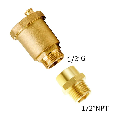 Joywayus brass automatic float valve kit: 1/2 G air bleeder vent valve and 1/2 G female × 1/2 NPT male adapter