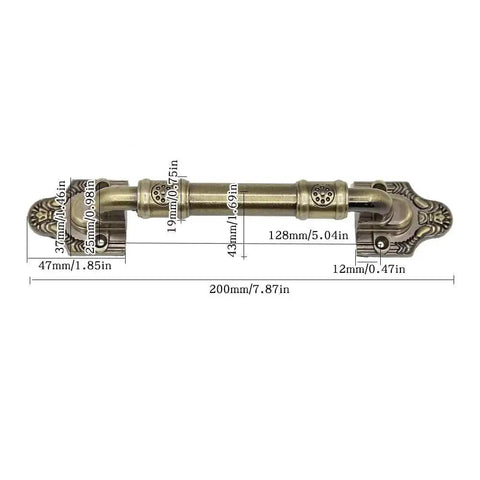 Sliding Barn Door Pull Handle Hardware In Bronze Tone For Wooden Garden Gate Shed Cabinet Doors Large Wooden Door Handle 7.87 Inch High Strength Alloy Material with dimensions labeled