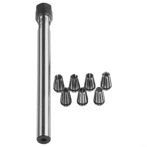 Pro Grade 100L Collet Chuck Holder With Seven ER8 Collet Set Ranging From 2 To 5 mm Straight Shank 10 mm for CNC routers and milling machines