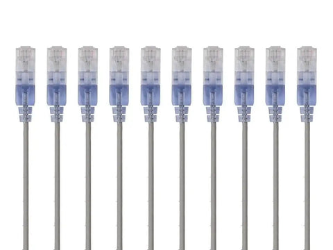 SlimRun Cat6A Ethernet Patch Cable 1ft Snagless RJ45 UTP 550MHz 10G Bare Copper 30AWG Blue 10-Pack for High-Density Data Centers