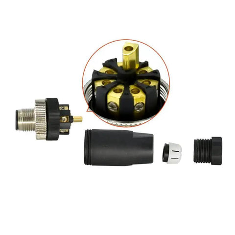 5 Pack M12 8 Pin A Code Male Connector IP67 Waterproof Industrial Circular Connector Field Install Plug And Play Wireable Adapter Unshielded