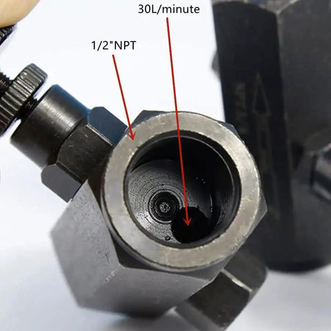 Close-up of Hydraulic Flow Control Valve One Half Inch NPT Throttle Check Valve Carbon Steel 3000 PSI For Water Oil Gas With Needle Valve