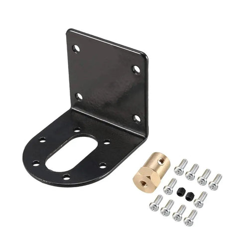 4 Pack 37mm Diameter DC Gear Motor Mounting Brackets Black with Four 6mm Hex Couplings and screws